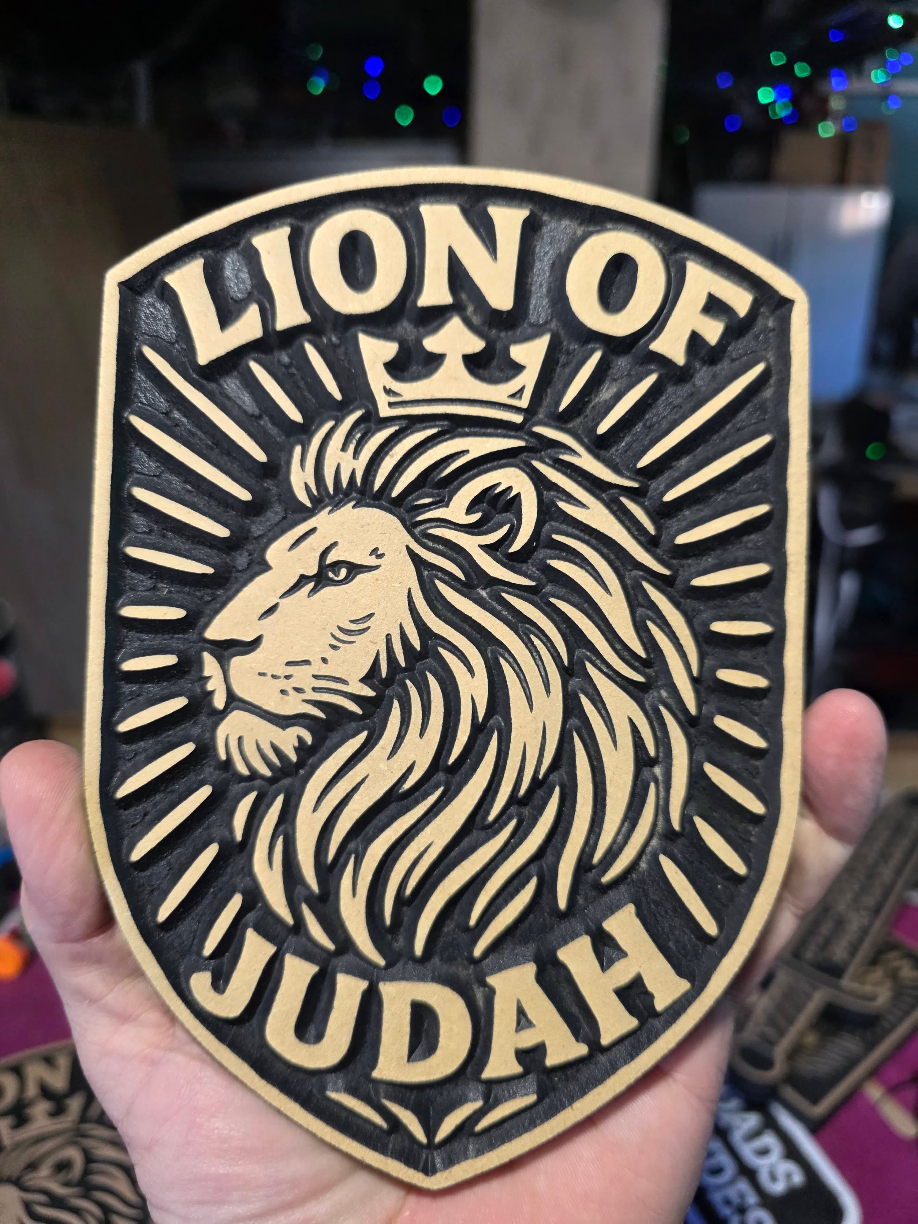 Lion of Judah Shield Carving | Bold Christian MDF Wall Art – Handcrafted Faith Decor