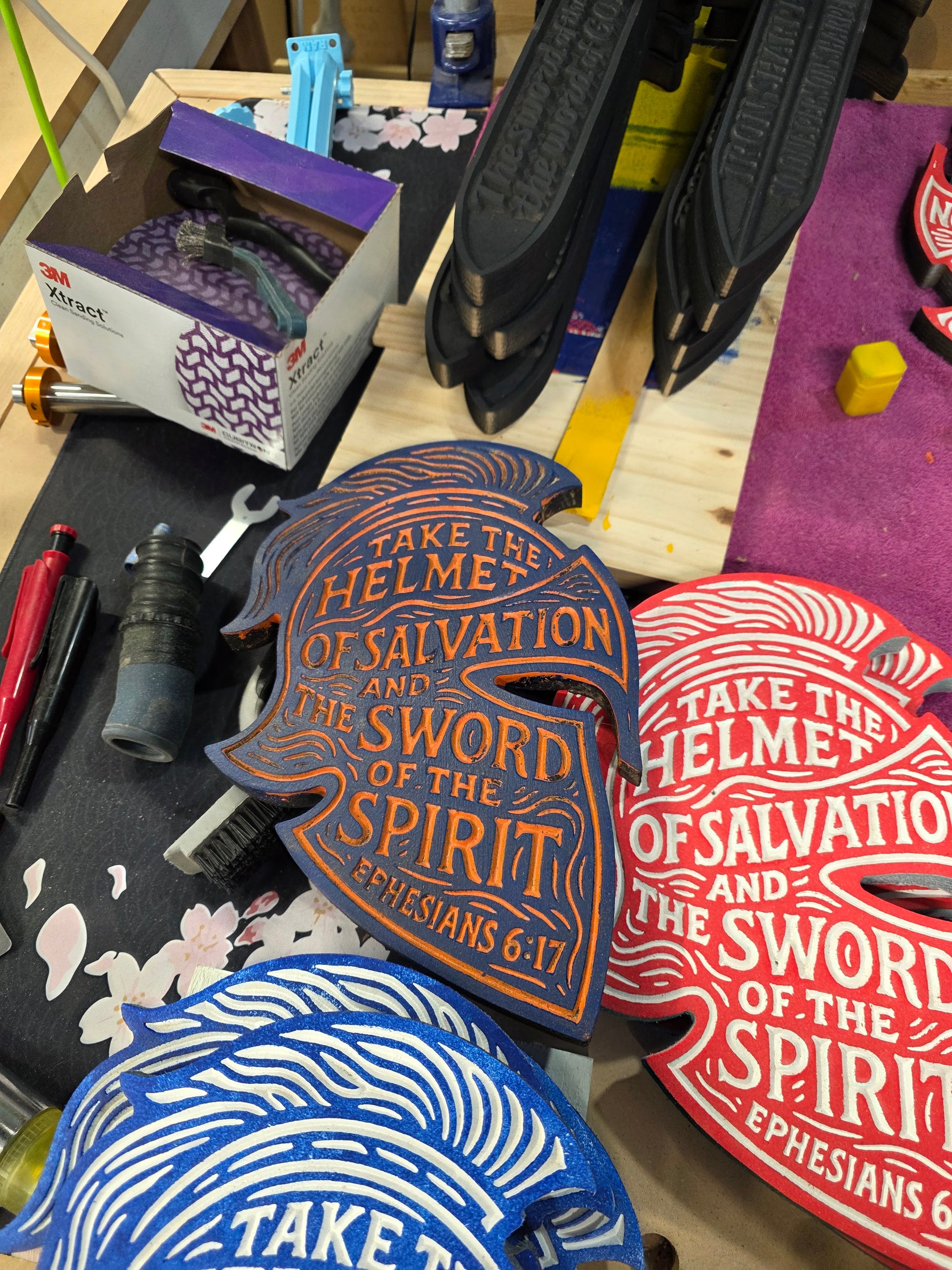 Helmet of Salvation Wall Carving – Ephesians 6:17 | Handcrafted MDF Armor of God Decor