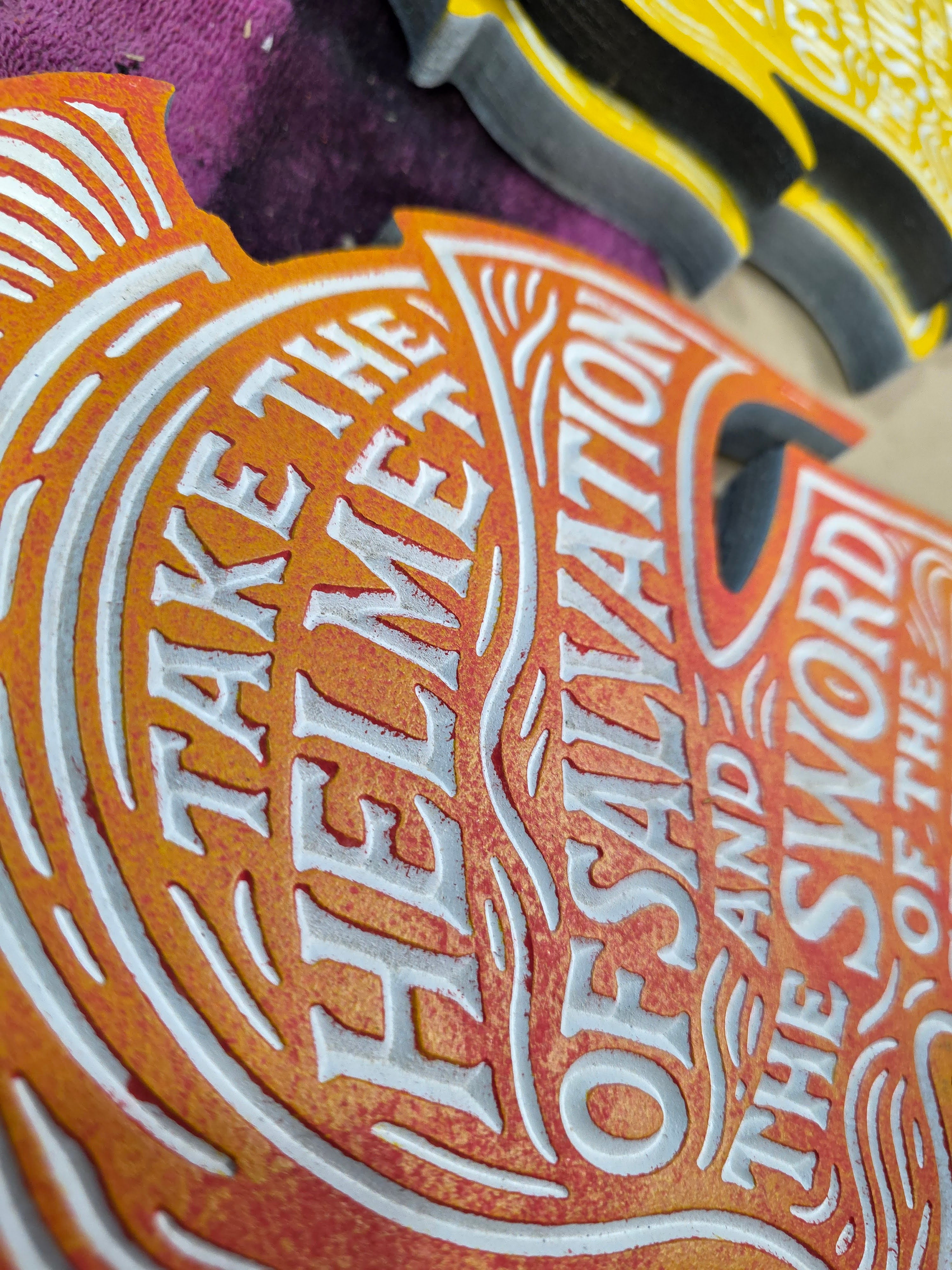 Helmet of Salvation Wall Carving – Ephesians 6:17 | Handcrafted MDF Armor of God Decor