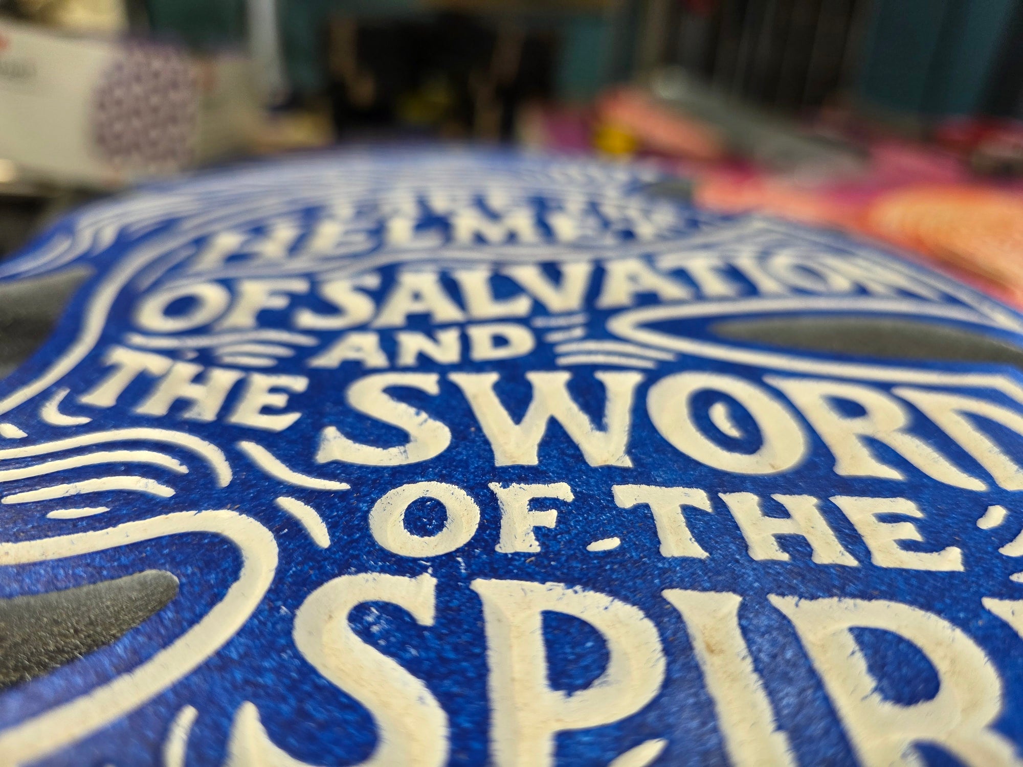 Helmet of Salvation Wall Carving – Ephesians 6:17 | Handcrafted MDF Armor of God Decor