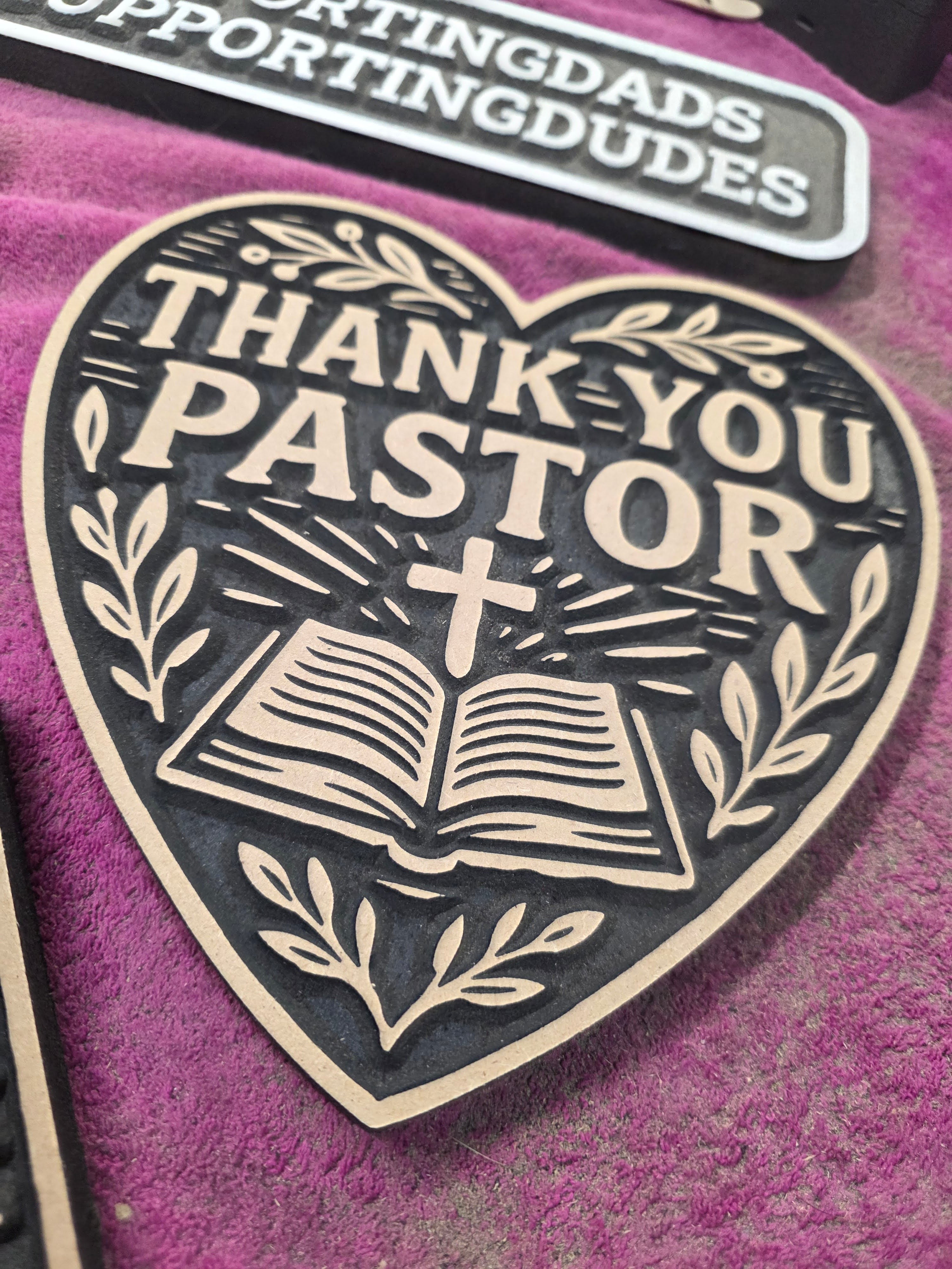 “Thank You Pastor” Heart Carving – 8” Handmade Christian Gift