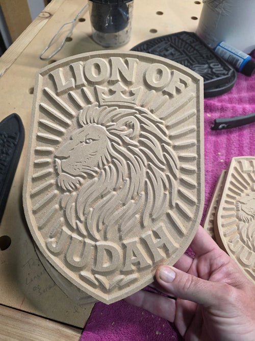 Large Lion of Judah Wall Plaque – 11.5” Bold MDF Shield | Handcrafted Christian Decor