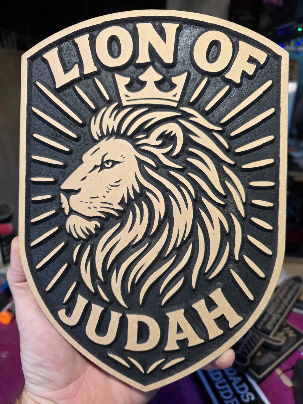 Large Lion of Judah Wall Plaque – 11.5” Bold MDF Shield | Handcrafted Christian Decor