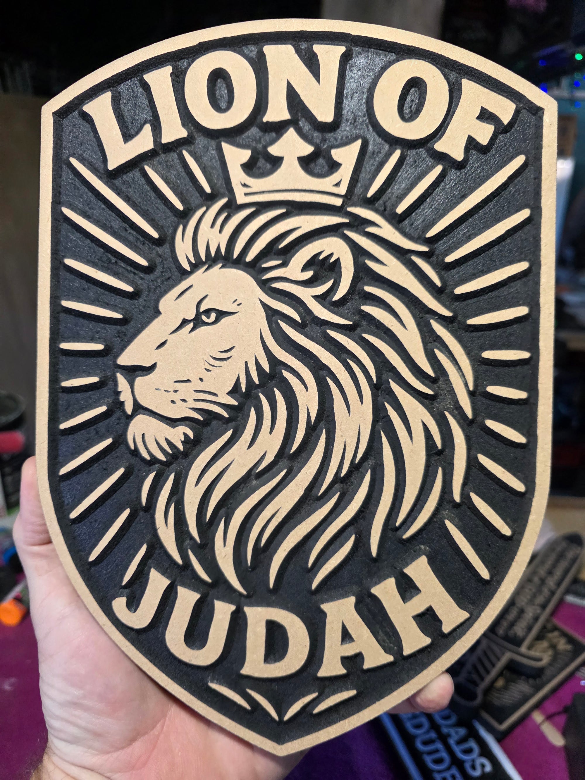 Large Lion of Judah Wall Plaque – 11.5” Bold MDF Shield | Handcrafted Christian Decor