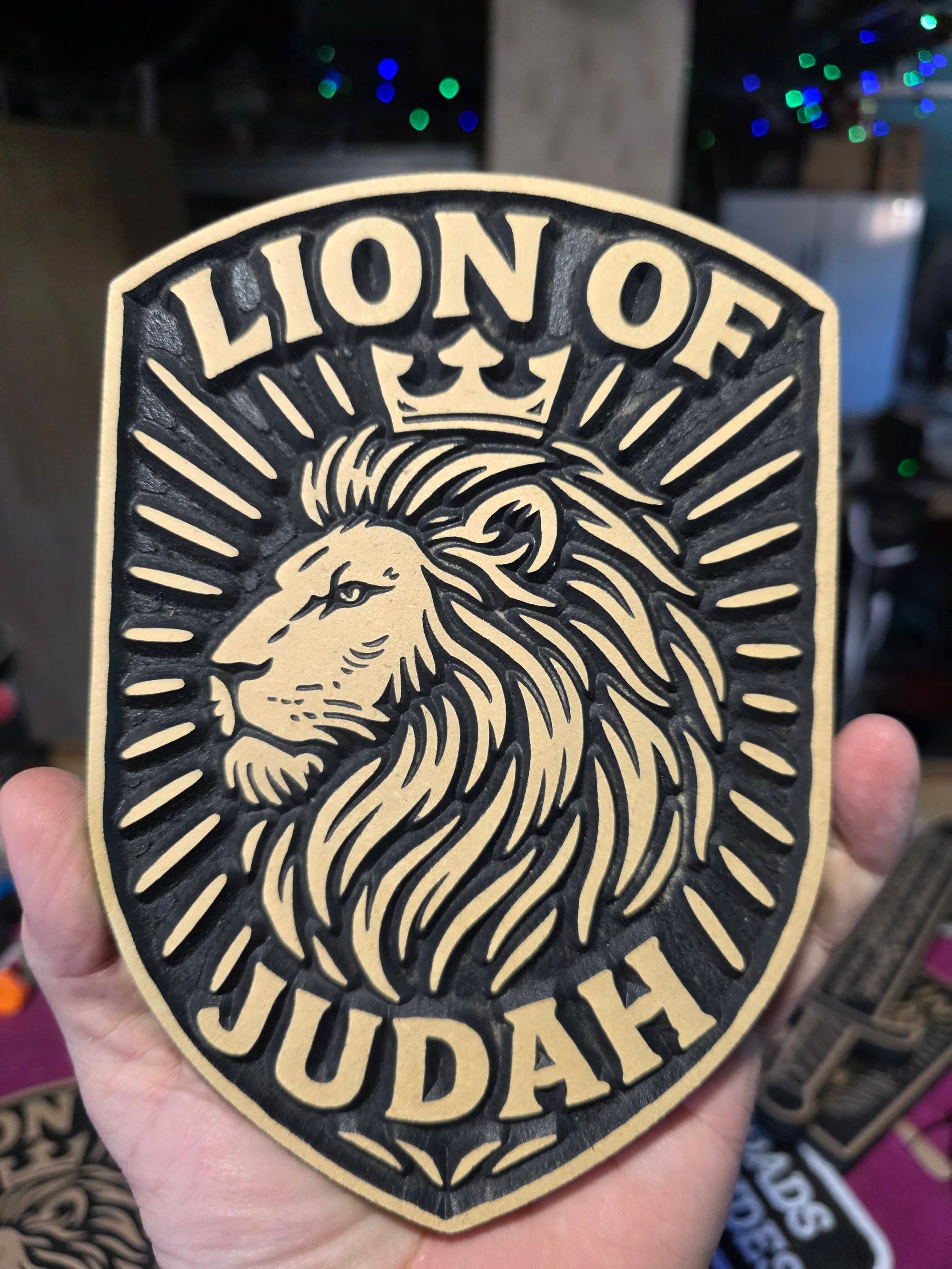 Lion of Judah Shield Carving | Bold Christian MDF Wall Art – Handcrafted Faith Decor