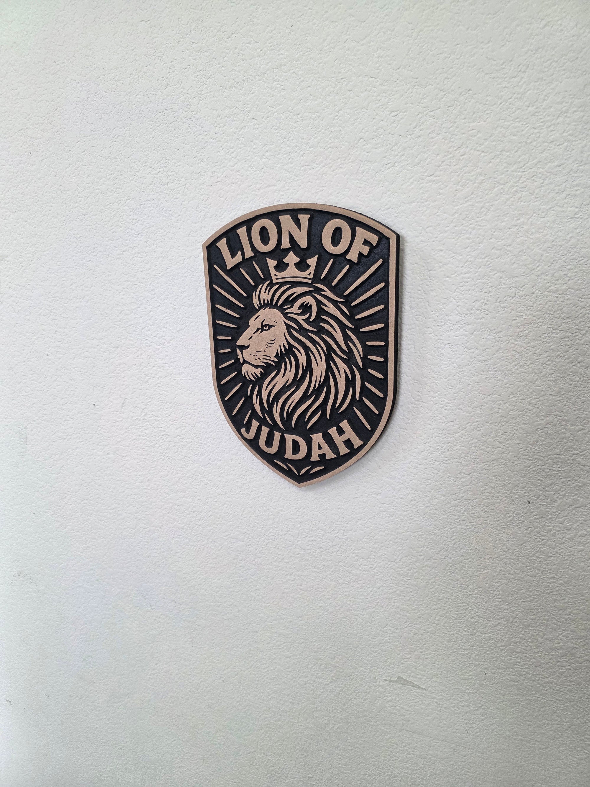Large Lion of Judah Wall Plaque – 11.5” Bold MDF Shield | Handcrafted Christian Decor