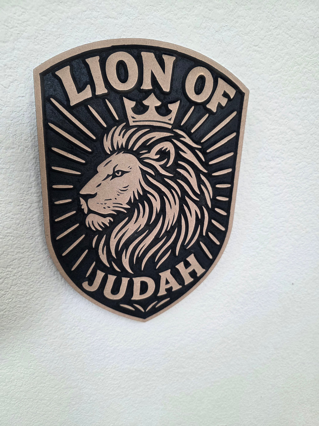 Large Lion of Judah Wall Plaque – 11.5” Bold MDF Shield | Handcrafted Christian Decor