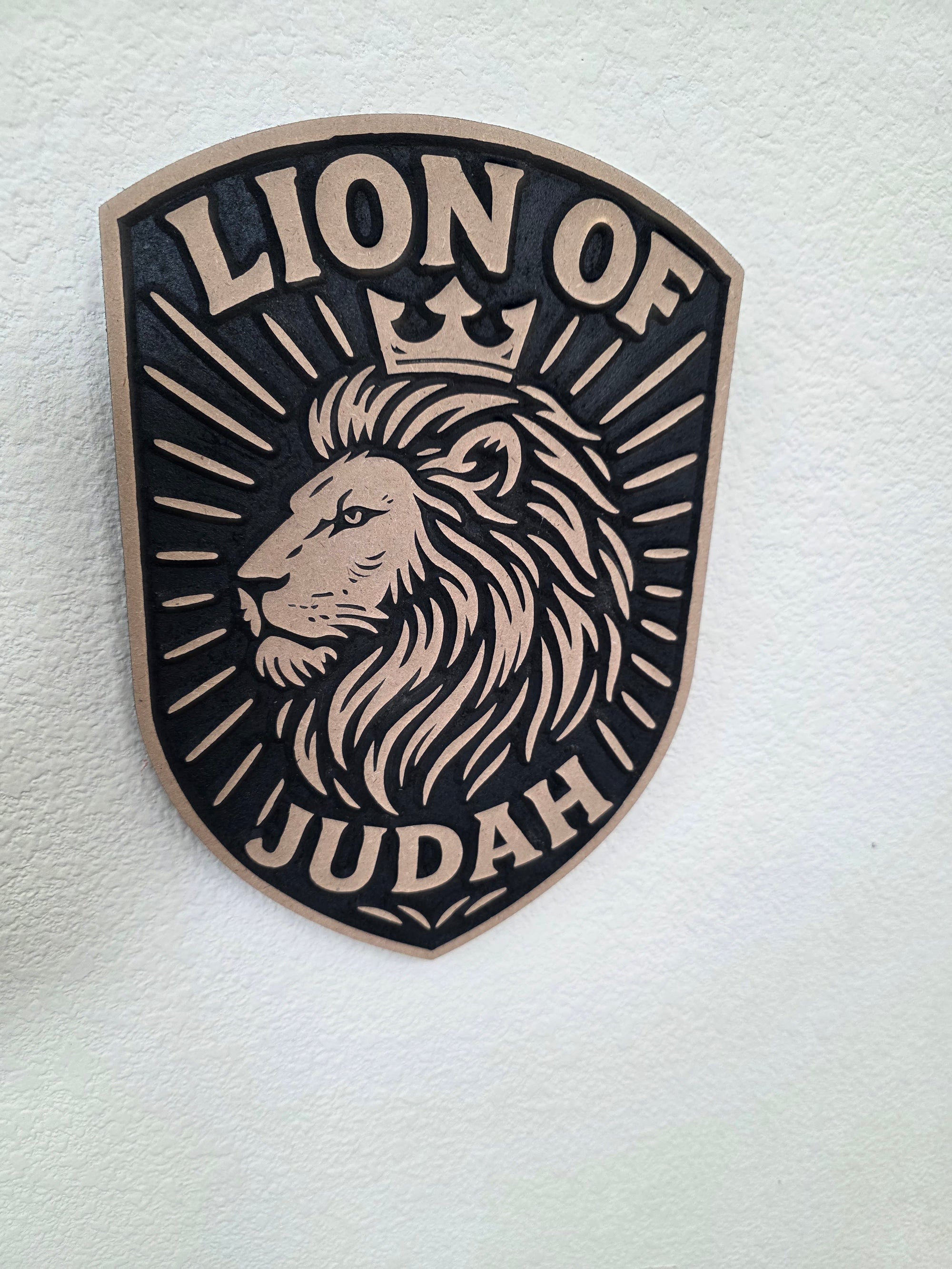 Large Lion of Judah Wall Plaque – 11.5” Bold MDF Shield | Handcrafted Christian Decor
