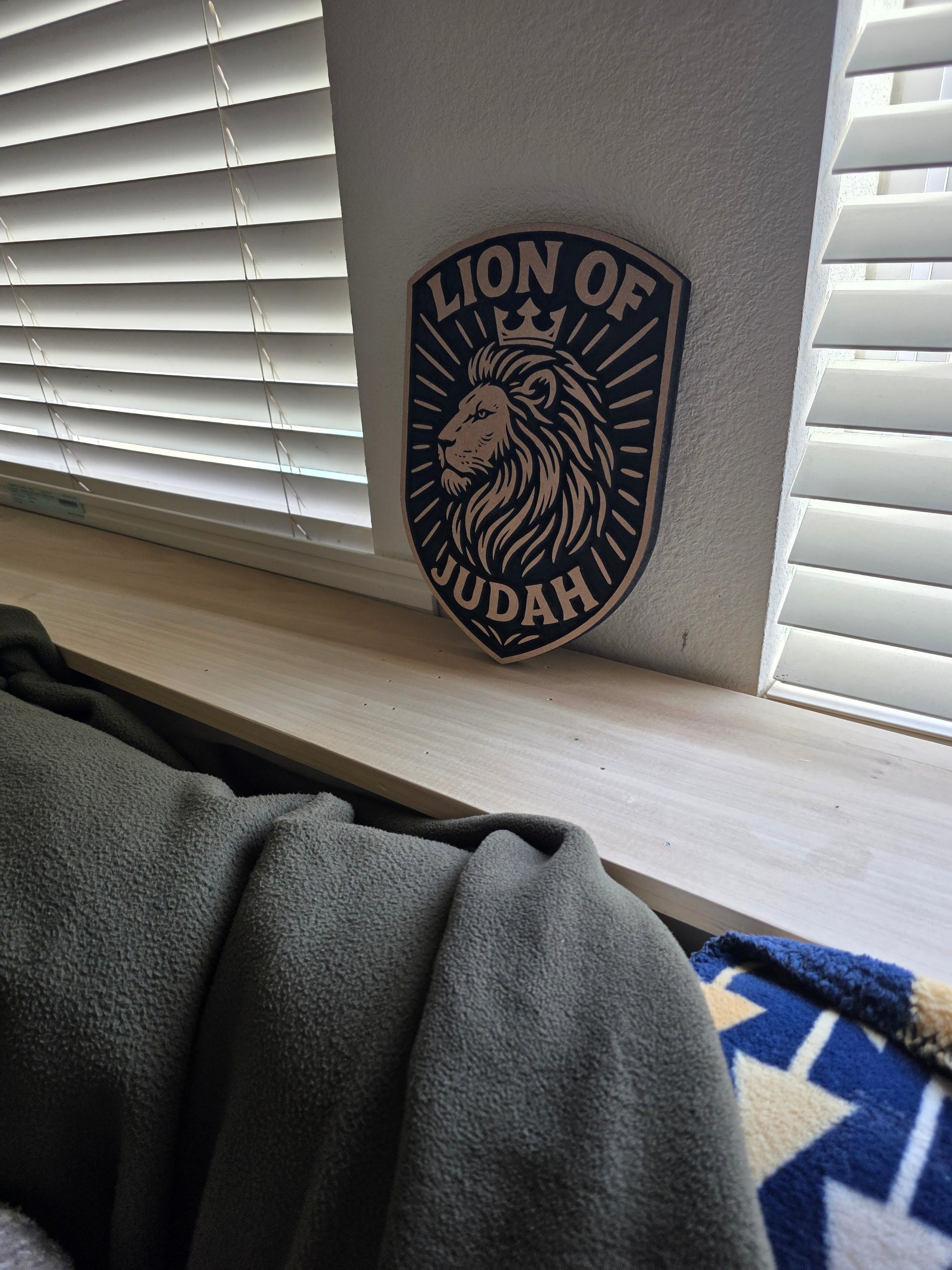Large Lion of Judah Wall Plaque – 11.5” Bold MDF Shield | Handcrafted Christian Decor