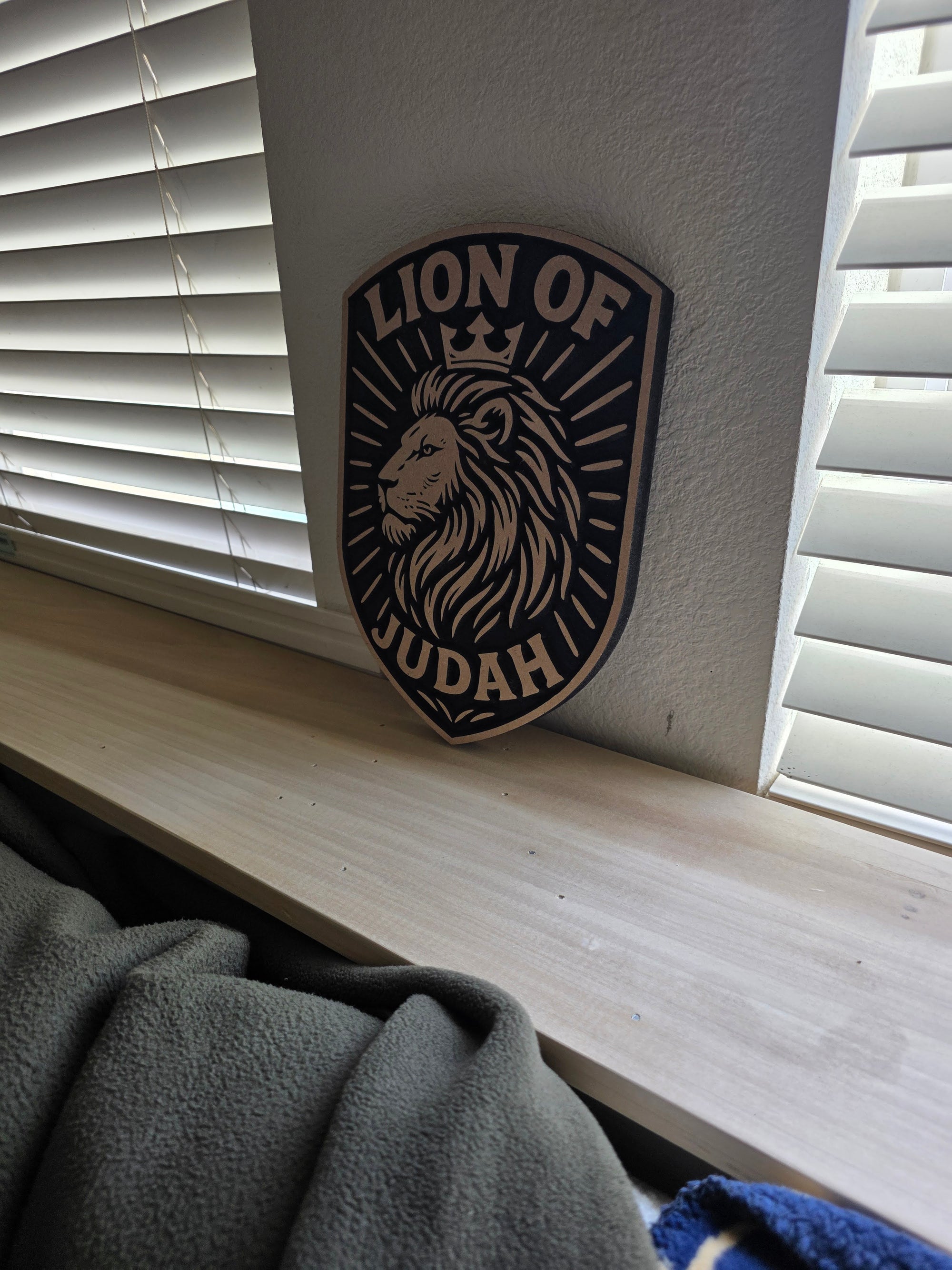 Large Lion of Judah Wall Plaque – 11.5” Bold MDF Shield | Handcrafted Christian Decor